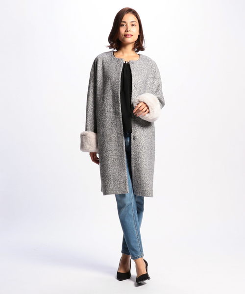 NARACAMICIE(ナラカミーチェ)の「ループ圧縮コクーンコート(その他アウター・レディース・ライトグレー/ダークネイビー・MEDIUM)」の4枚目の写真