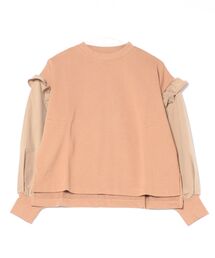 STYLEBLOCK | 裏毛xソフトブロード袖フリル切替プルオーバー(スウェット)