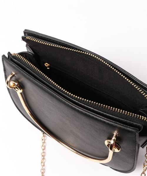 KOBE LETTUCE(コウベレタス)の「ショルダーチェーン付き2wayハーフムーンメタルハンドルバッグ(ハンドバッグ・レディース・パイソン/ブルー/ブラック・FREE)」の5枚目の写真