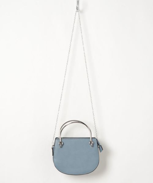 KOBE LETTUCE(コウベレタス)の「ショルダーチェーン付き2wayハーフムーンメタルハンドルバッグ(ハンドバッグ・レディース・パイソン/ブルー/ブラック・FREE)」の8枚目の写真