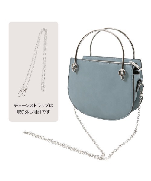 KOBE LETTUCE(コウベレタス)の「ショルダーチェーン付き2wayハーフムーンメタルハンドルバッグ(ハンドバッグ・レディース・パイソン/ブルー/ブラック・FREE)」の10枚目の写真