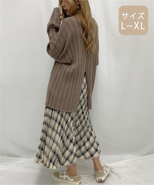 apres jour mignon（アプレジュールミニョン）の「【大きいサイズ】ワイドリブスリット入りニット【ZOZOTOWN限定アイテム】（ニット/セーター・レディース・カーキ/ブラック/モカ・X-LARGE）」の16枚目の写真