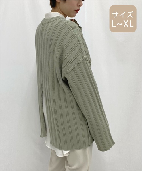 apres jour mignon（アプレジュールミニョン）の「【大きいサイズ】ワイドリブスリット入りニット【ZOZOTOWN限定アイテム】（ニット/セーター・レディース・カーキ/ブラック/モカ・X-LARGE）」の9枚目の写真