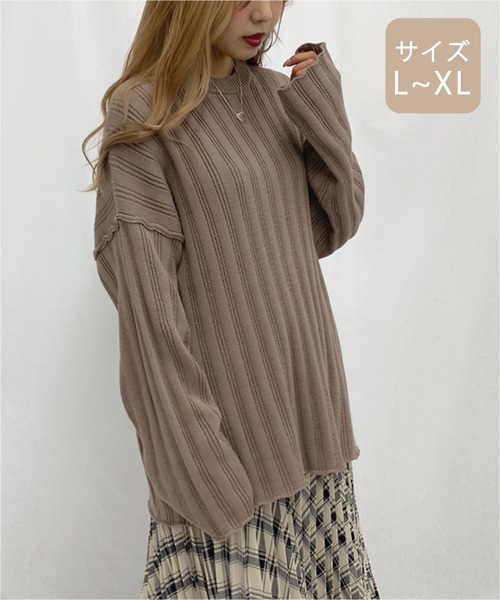 apres jour mignon（アプレジュールミニョン）の「【大きいサイズ】ワイドリブスリット入りニット【ZOZOTOWN限定アイテム】（ニット/セーター・レディース・カーキ/ブラック/モカ・X-LARGE）」の11枚目の写真