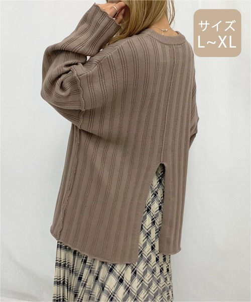 apres jour mignon（アプレジュールミニョン）の「【大きいサイズ】ワイドリブスリット入りニット【ZOZOTOWN限定アイテム】（ニット/セーター・レディース・カーキ/ブラック/モカ・X-LARGE）」の13枚目の写真