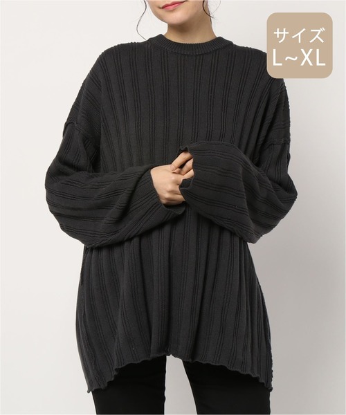 apres jour mignon（アプレジュールミニョン）の「【大きいサイズ】ワイドリブスリット入りニット【ZOZOTOWN限定アイテム】（ニット/セーター・レディース・カーキ/ブラック/モカ・X-LARGE）」の17枚目の写真