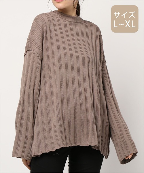 apres jour mignon（アプレジュールミニョン）の「【大きいサイズ】ワイドリブスリット入りニット【ZOZOTOWN限定アイテム】（ニット/セーター・レディース・カーキ/ブラック/モカ・X-LARGE）」の19枚目の写真
