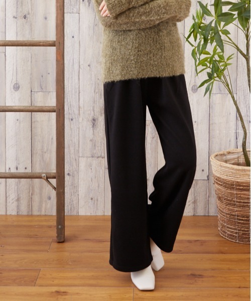 TONE SELECT WEAR（トーンセレクトウェア）の「【TONE SELECT WEAR】リブワイドパンツ(MI)（その他パンツ・レディース・ブラック/ブラウン/アイボリー・FREE）」の2枚目の写真