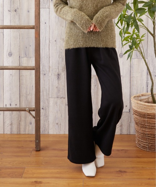 TONE SELECT WEAR（トーンセレクトウェア）の「【TONE SELECT WEAR】リブワイドパンツ(MI)（その他パンツ・レディース・ブラック/ブラウン/アイボリー・FREE）」の9枚目の写真