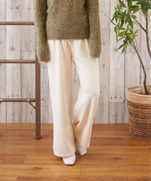 TONE SELECT WEAR（トーンセレクトウェア）の「【TONE SELECT WEAR】リブワイドパンツ(MI)（その他パンツ・レディース・ブラック/ブラウン/アイボリー・FREE）」の7枚目の写真