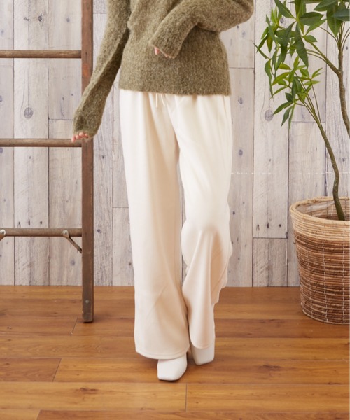 TONE SELECT WEAR（トーンセレクトウェア）の「【TONE SELECT WEAR】リブワイドパンツ(MI)（その他パンツ・レディース・ブラック/ブラウン/アイボリー・FREE）」の6枚目の写真