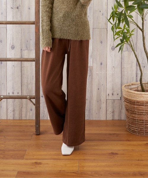 TONE SELECT WEAR（トーンセレクトウェア）の「【TONE SELECT WEAR】リブワイドパンツ(MI)（その他パンツ・レディース・ブラック/ブラウン/アイボリー・FREE）」の5枚目の写真