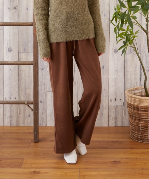TONE SELECT WEAR（トーンセレクトウェア）の「【TONE SELECT WEAR】リブワイドパンツ(MI)（その他パンツ・レディース・ブラック/ブラウン/アイボリー・FREE）」の4枚目の写真