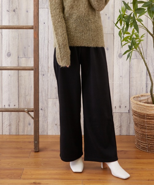 TONE SELECT WEAR（トーンセレクトウェア）の「【TONE SELECT WEAR】リブワイドパンツ(MI)（その他パンツ・レディース・ブラック/ブラウン/アイボリー・FREE）」の8枚目の写真