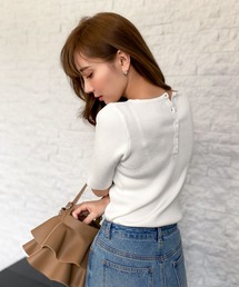 KOBE LETTUCE | バックボタン・バックオープン2typeリブニットトップス(ニット/セーター)