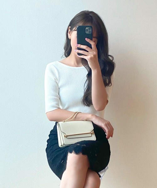 KOBE LETTUCE（コウベレタス）の「サマーリブニットトップス（ニット/セーター・レディース・ブラック/オフホワイト/ターコイズブルー/イエロー/ブルー/ブルー系その他/ピンク系その他/ピンク系その他2/ピンク/ホワイト系その他/ブルー系その他2/イエロー系その他/ピンク系その他3/ブラック系その他/ブルー系その他3/ミント/ライトピンク/ブルー系その他4/グリーン系その他/ネイビー/ホワイト系その他2/ブラック系その他2/ブルー系その他5/ピンク系その他4/イエロー系その他2/ピンク系その他5/ピンク系その他6/イエロー系その他3・1/2/3）」の2枚目の写真