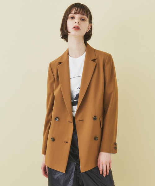 STUDIOUS（ステュディオス）の「【STUDIOUS】ダブルボックスライトジャケット（テーラードジャケット・レディース・オレンジ/ブラウン/ベージュ・2/1）」の3枚目の写真