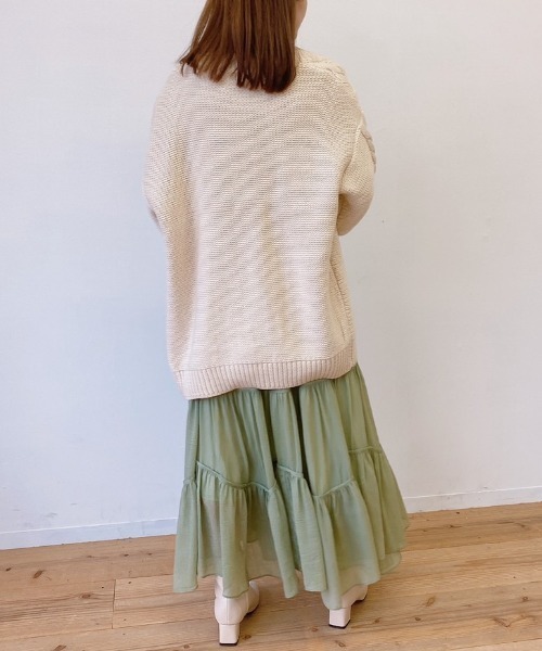 VANNIE U(ヴァニーユー)の「ふわっとパイピングティアードスカート(スカート・レディース・ベージュ/グリーン・FREE)」の21枚目の写真