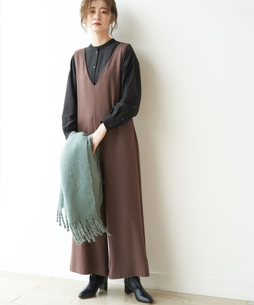 ROPE' PICNIC(ロペピクニック)の「Vネックポンチサロペット(つなぎ/オールインワン・レディース・ブラック/ブラウン系その他2/グリーン系その他2/イエロー系その他3/ライトグレー・40/38)」の3枚目の写真