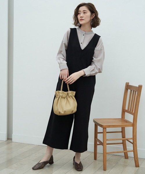 ROPE' PICNIC(ロペピクニック)の「Vネックポンチサロペット(つなぎ/オールインワン・レディース・ブラック/ブラウン系その他2/グリーン系その他2/イエロー系その他3/ライトグレー・40/38)」の14枚目の写真