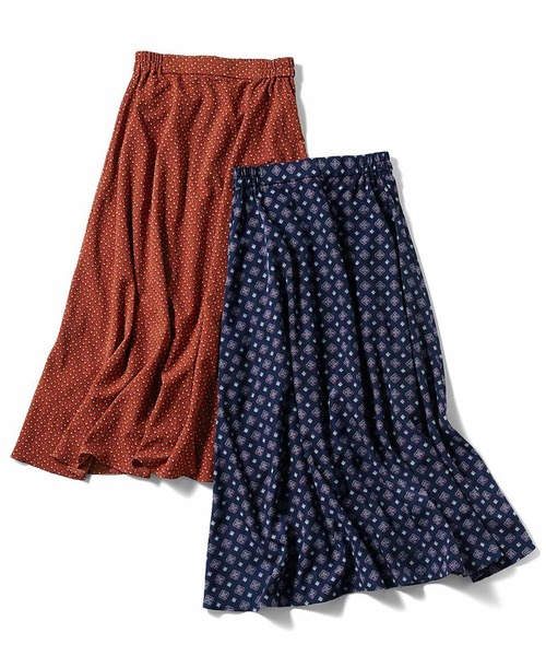 IEDIT（イディット）の「ＩＥＤＩＴ　ヴィンテージライクなプリントフレアースカート（スカート・レディース・ブラック/ブラウン系その他/ブラック系その他/ネイビー・LARGE/MEDIUM/SMALL/X-LARGE/XX-LARGE/XXX-LARGE）」の8枚目の写真