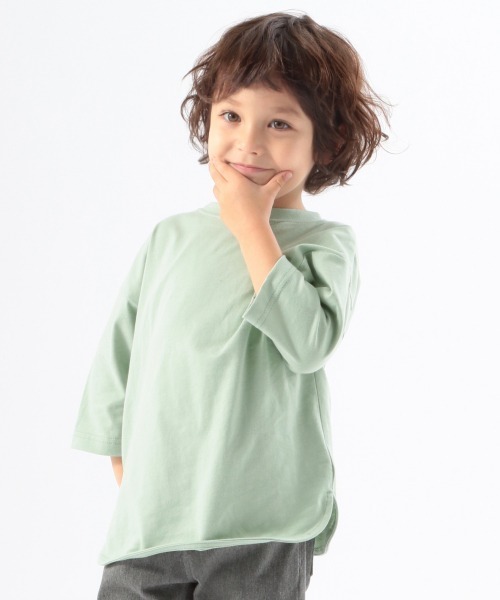 GLOBAL WORK（グローバルワーク）の「【キッズ】DRY/カラーT7分袖/893103（Tシャツ/カットソー・キッズ・ブルー/カーキ/ライトパープル/ホワイト/ブラック/グレー・110cm/100cm/130cm/120cm/140cm）」の18枚目の写真