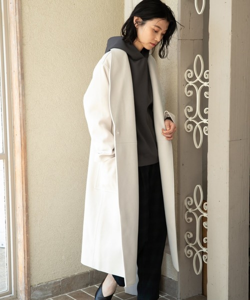 LAKOLE（ラコレ）の「ニットメルトンショールカラーコート / LAKOLE