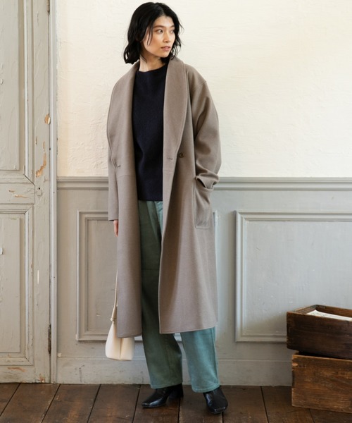 LAKOLE（ラコレ）の「ニットメルトンショールカラーコート / LAKOLE