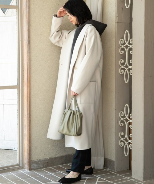 LAKOLE（ラコレ）の「ニットメルトンショールカラーコート / LAKOLE