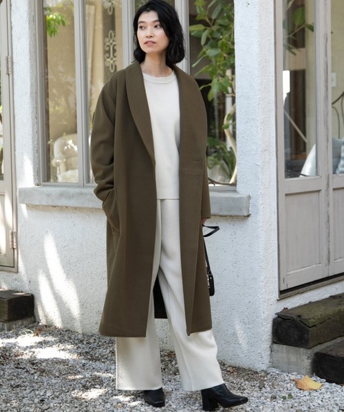 LAKOLE（ラコレ）の「ニットメルトンショールカラーコート / LAKOLE