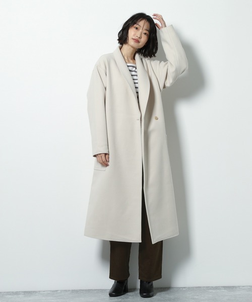LAKOLE（ラコレ）の「ニットメルトンショールカラーコート / LAKOLE