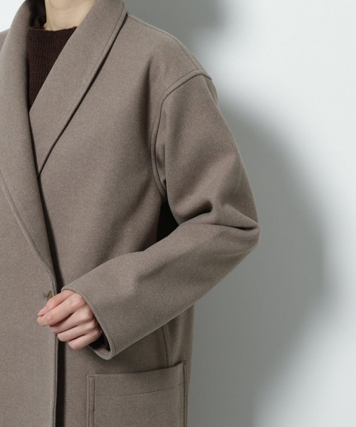 LAKOLE（ラコレ）の「ニットメルトンショールカラーコート / LAKOLE