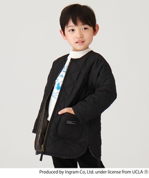 THE SHOP TK  | 【リバーシブル】薄中綿キルト×チェック柄ノーカラージップアップアウター(ノーカラーコート)