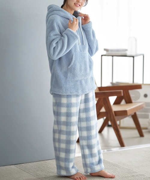 セール】【ふんわりモコモコ温活上下セット】ボアフリースパーカー