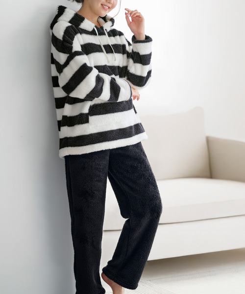 セール】【ふんわりモコモコ温活上下セット】ボアフリースパーカー