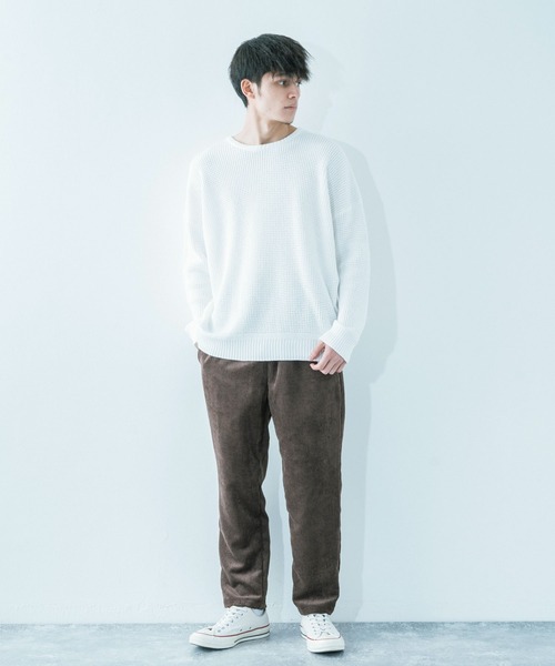 Ressaca(レサーカ)の「ラーベン編みビッグシルエット クルーネックニット(ニット/セーター・メンズ・ブラック/ブラウン/霜降りグレー/カーキ/ネイビー/ピンク/ホワイト/ベージュ・L/M)」の21枚目の写真