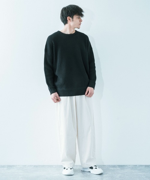 Ressaca(レサーカ)の「ラーベン編みビッグシルエット クルーネックニット(ニット/セーター・メンズ・ブラック/ブラウン/霜降りグレー/カーキ/ネイビー/ピンク/ホワイト/ベージュ・L/M)」の18枚目の写真