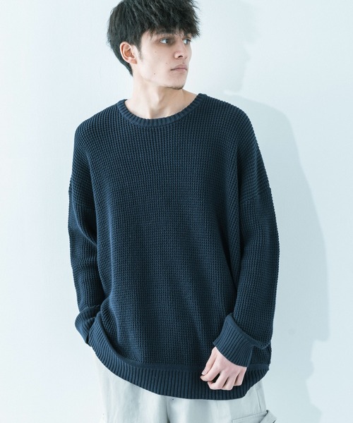 Ressaca(レサーカ)の「ラーベン編みビッグシルエット クルーネックニット(ニット/セーター・メンズ・ブラック/ブラウン/霜降りグレー/カーキ/ネイビー/ピンク/ホワイト/ベージュ・L/M)」の22枚目の写真