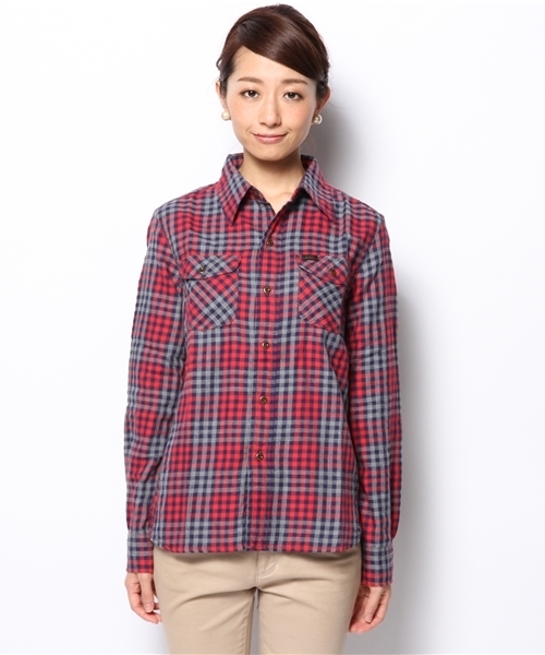 NANO universe(ナノユニバース)の「【GINGER12月号掲載】 Lee/別注チェックシャツ(シャツ/ブラウス・レディース・ネイビー/レッド/ブラック/グレー・FREE)」の5枚目の写真