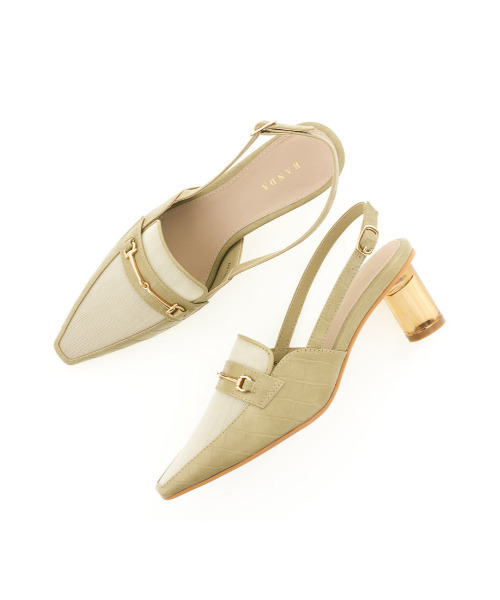 セール】ソフト クリアヒールメッシュバックストラップシューズ