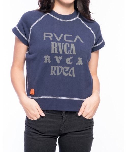 レディース Neck Rvca St セール トレーナー Crew スウェット Stich Stich 21年春夏モデル スウェット 半袖 スウェット Rvca ルーカ のファッション St Top ルーカ