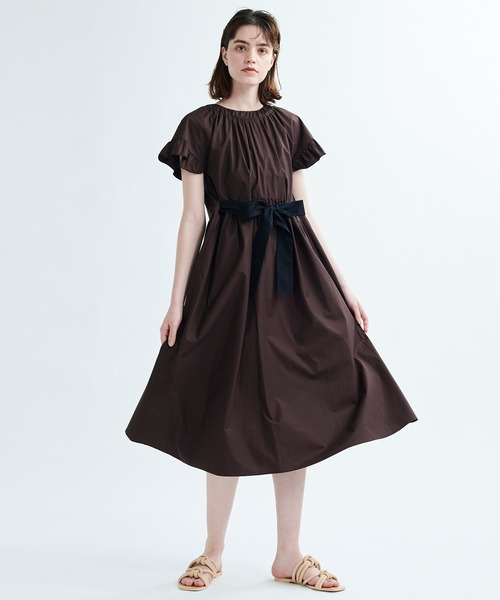 En ワンピース Bleu ランバンオンブルー のファッション ワンピース ドレス En オーガニックコットンバックリボンワンピース ワンピース Lanvin