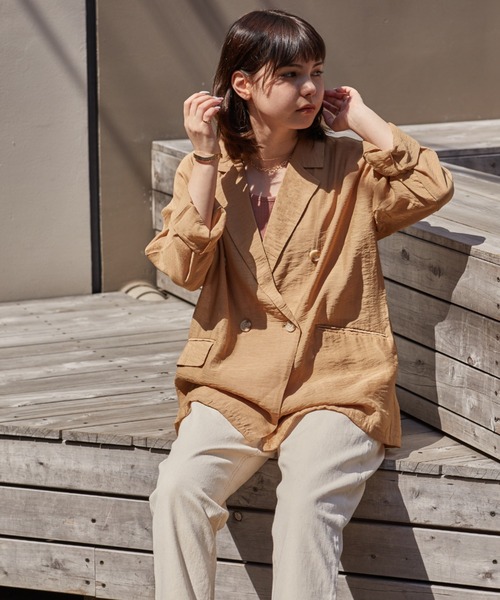 Amourire（アムリール）の「シアーテーラードJK（テーラードジャケット・レディース・ベージュ/グレー/モカ・M）」の3枚目の写真