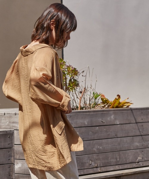 Amourire（アムリール）の「シアーテーラードJK（テーラードジャケット・レディース・ベージュ/グレー/モカ・M）」の14枚目の写真