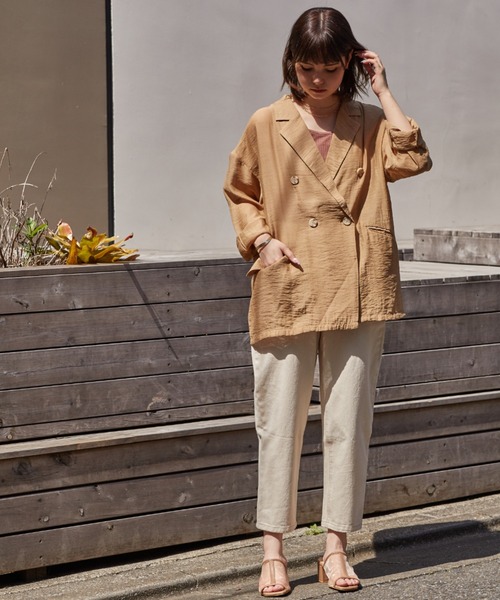 Amourire（アムリール）の「シアーテーラードJK（テーラードジャケット・レディース・ベージュ/グレー/モカ・M）」の7枚目の写真