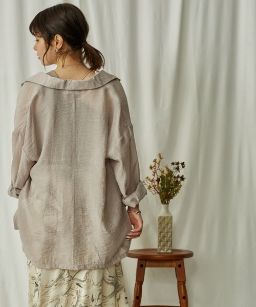 Amourire（アムリール）の「シアーテーラードJK（テーラードジャケット・レディース・ベージュ/グレー/モカ・M）」の6枚目の写真