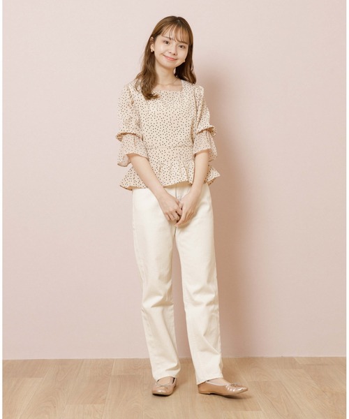 flower（フラワー）の「クラシックドットブラウス（シャツ/ブラウス・レディース・アイボリー/ブラウン・FREE）」の11枚目の写真