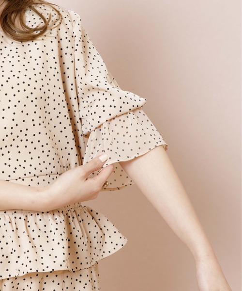 flower（フラワー）の「クラシックドットブラウス（シャツ/ブラウス・レディース・アイボリー/ブラウン・FREE）」の10枚目の写真