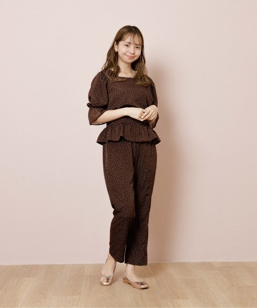 flower（フラワー）の「クラシックドットブラウス（シャツ/ブラウス・レディース・アイボリー/ブラウン・FREE）」の5枚目の写真