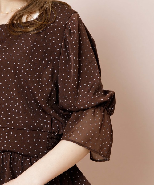 flower（フラワー）の「クラシックドットブラウス（シャツ/ブラウス・レディース・アイボリー/ブラウン・FREE）」の7枚目の写真
